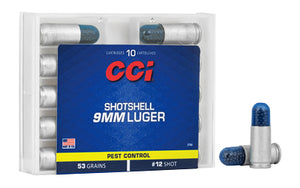 9mm 53gr Shotshell #12 Shot Pest Control 10 Rounds